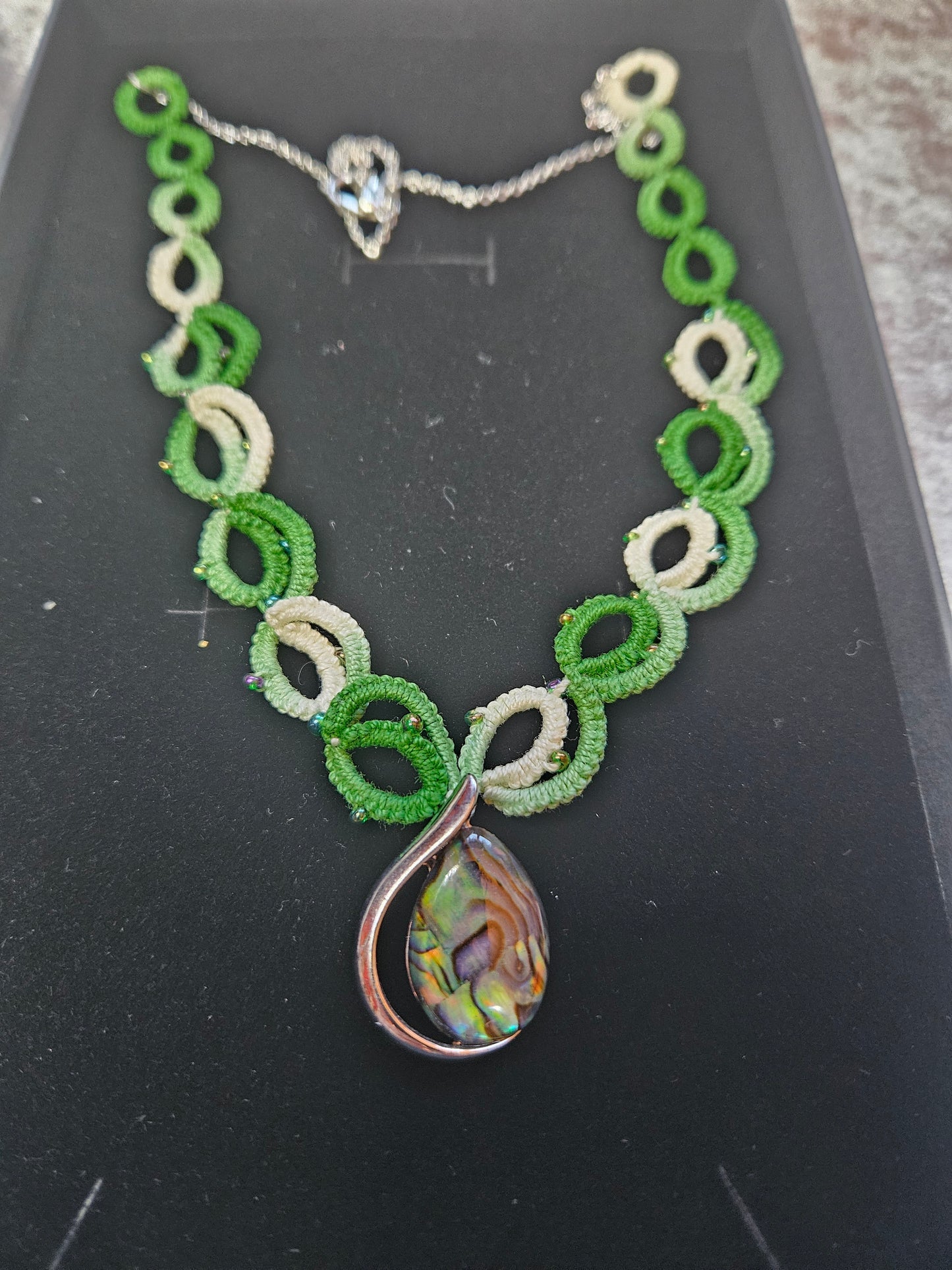 Tatted Abalone Shell Necklace