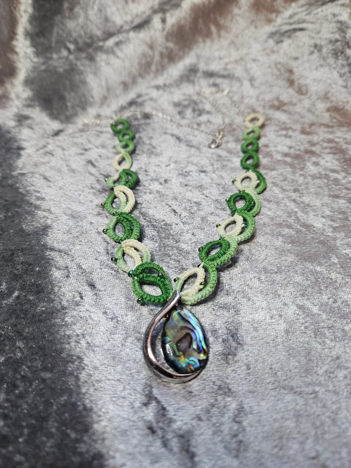 Tatted Abalone Shell Necklace