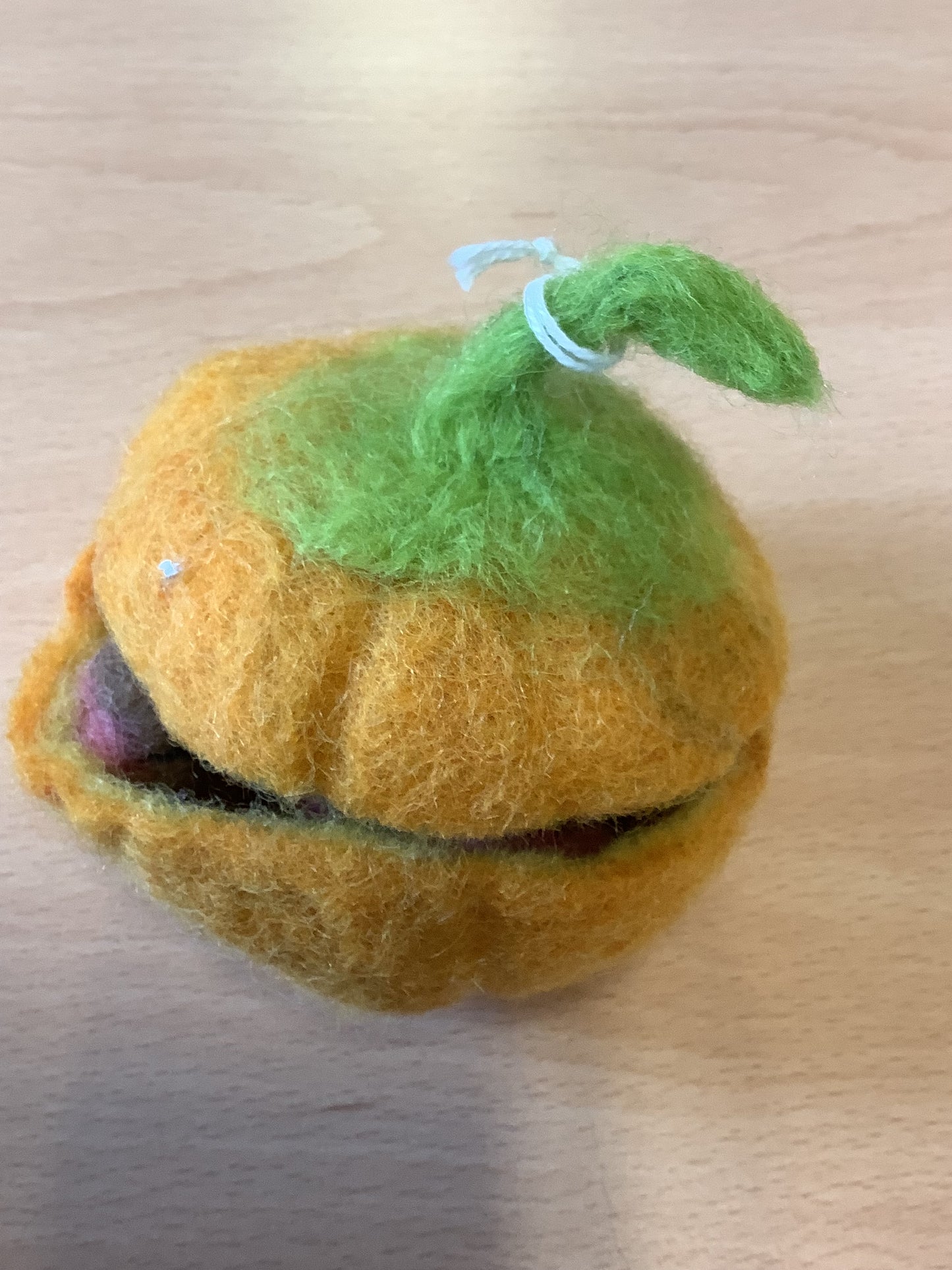 Sleeping Needle felted mouse in pumpkins