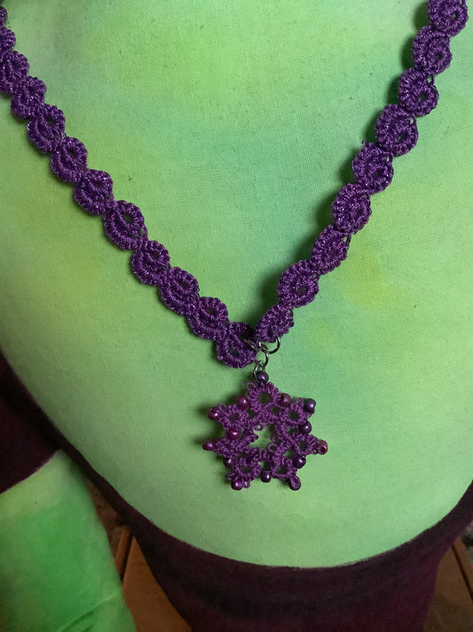 Tatted Purple Necklace